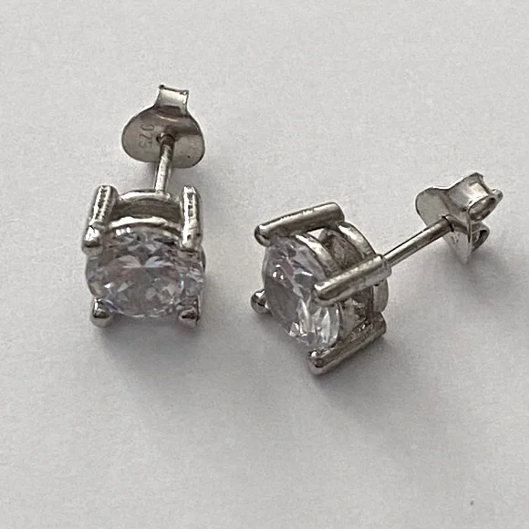 925 Silver 6mm cz cubic zirconia stunning earrings - Picture 3 of 4